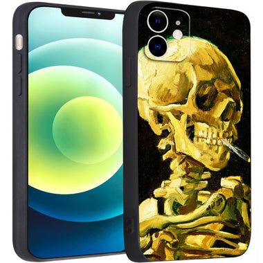 iPhone 12 Silicone Case(Head of a Skeleton with a Burning Cigarette by Vincent Van Gogh) - Berkin Arts
