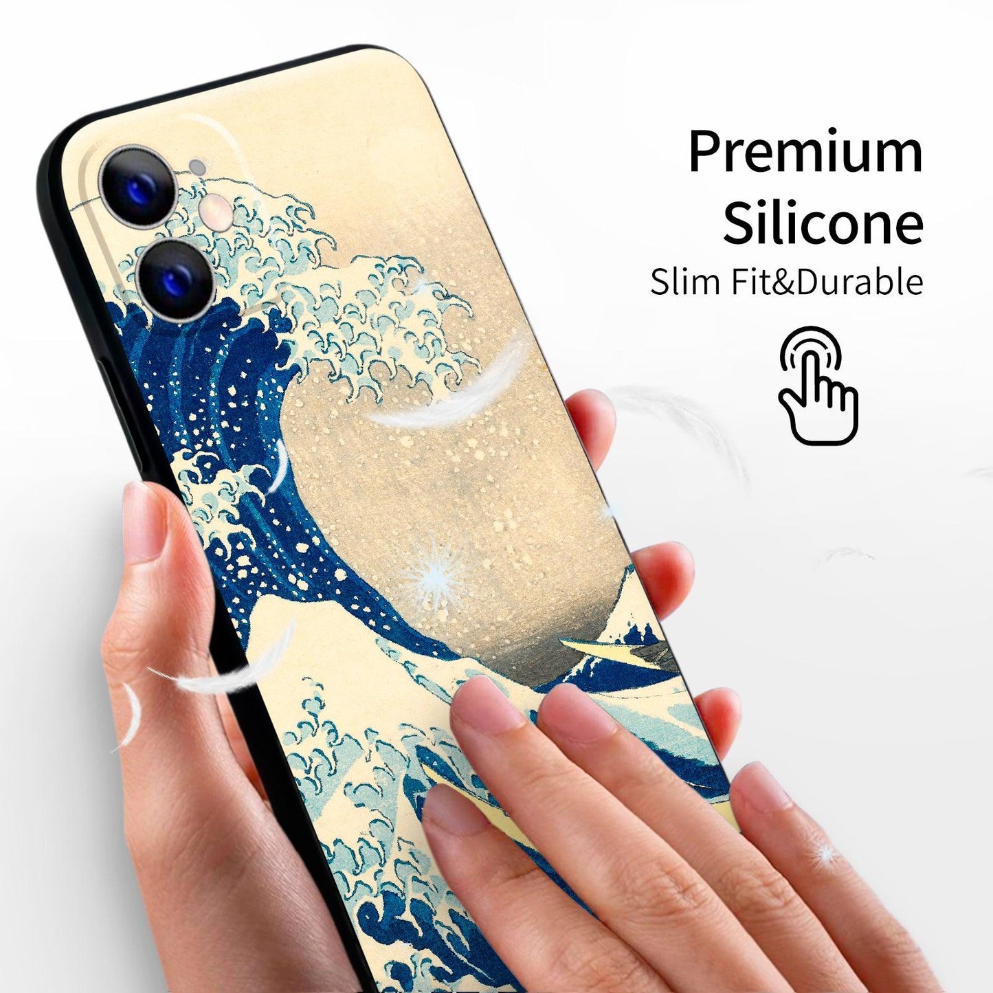 iPhone 12 Silicone Case(Under The Wave Off Kanagawa The Great Wave by Katsushika Hokusai) - Berkin Arts