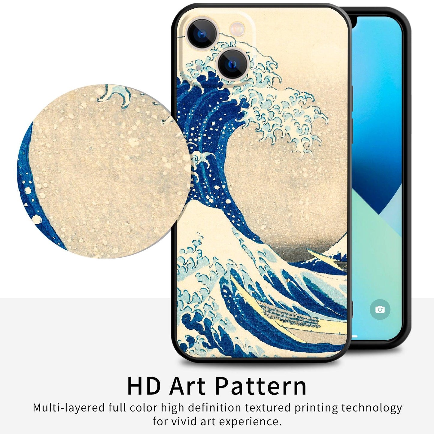 iPhone 13 Mini Silicone Case(Under The Wave Off Kanagawa The Great Wave by Katsushika Hokusai) - Berkin Arts