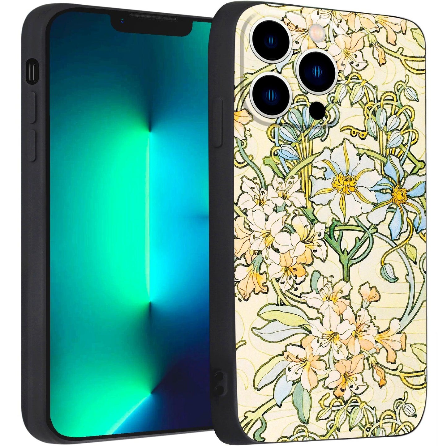 iPhone 13 Pro Max Silicone Case(Clematis by Alphonse Mucha) - Berkin Arts