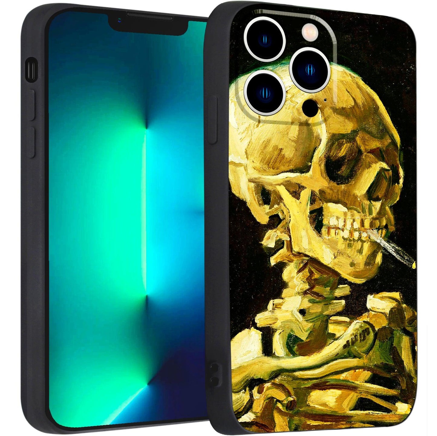 iPhone 13 Pro Silicone Case(Head of a Skeleton with a Burning Cigarette by Vincent Van Gogh) - Berkin Arts
