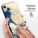 iPhone 13 Silicone Case (Under The Wave Off Kanagawa The Great Wave by Katsushika Hokusai) - Berkin Arts