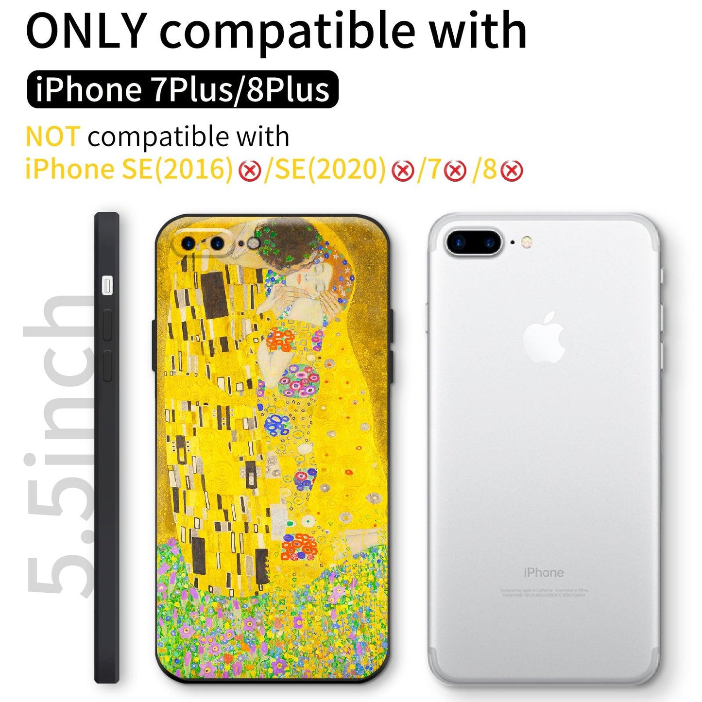 iPhone 7 Plus Case/iPhone 8 Plus Silicone Case(Kiss by Gustav Klimt) - Berkin Arts
