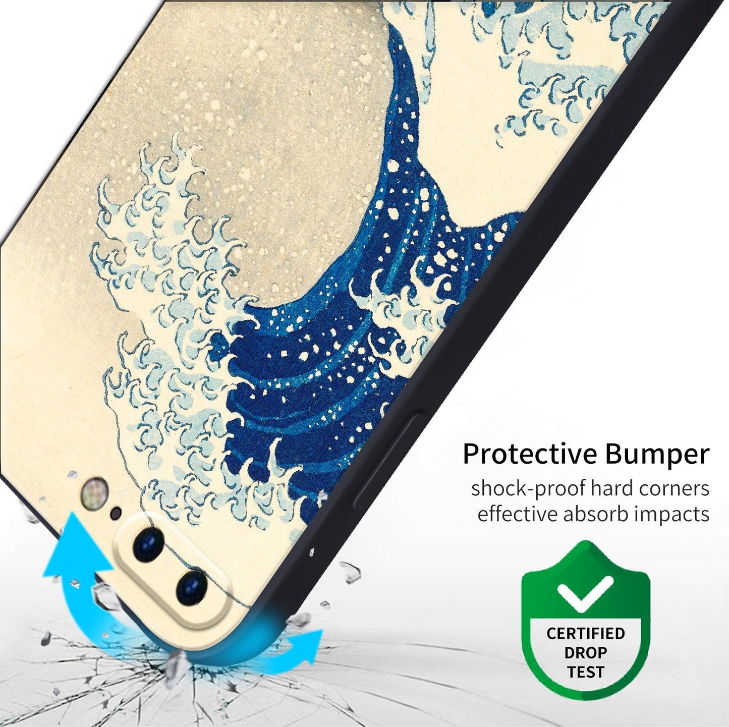 iPhone 7 Plus Case/iPhone 8 Plus Silicone Case(Under The Wave Off Kanagawa The Great Wave by Katsushika Hokusai) - Berkin Arts