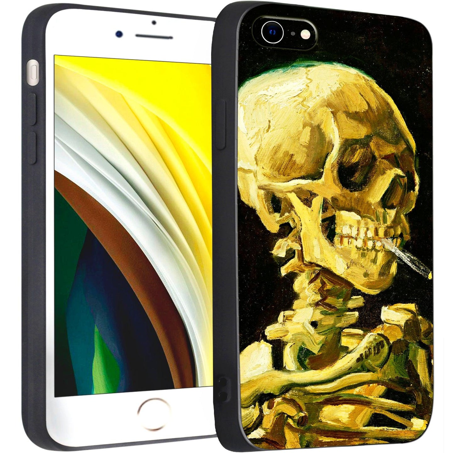 iPhone SE(2020)/iPhone SE(2022)/iPhone 7/iPhone 8 Silicone Case(Head of a Skeleton with a Burning Cigarette by Vincent Van Gogh) - Berkin Arts