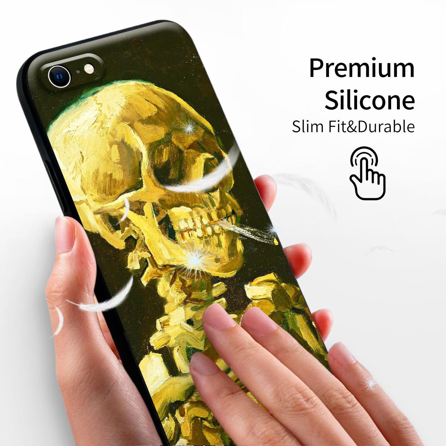 iPhone SE(2020)/iPhone SE(2022)/iPhone 7/iPhone 8 Silicone Case(Head of a Skeleton with a Burning Cigarette by Vincent Van Gogh) - Berkin Arts