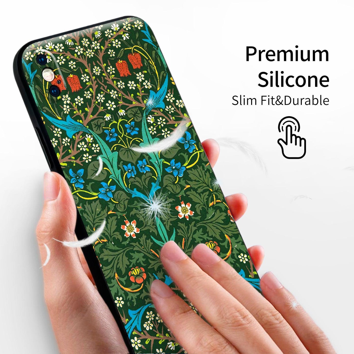 iPhone X/iPhone XS Case Silicone Cute(Blackthorn by William Morris) - Berkin Arts
