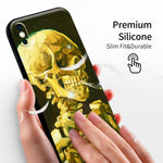 iPhone X/iPhone XS Case Silicone Cute(Head of a Skeleton with a Burning Cigarette by Vincent Van Gogh) - Berkin Arts