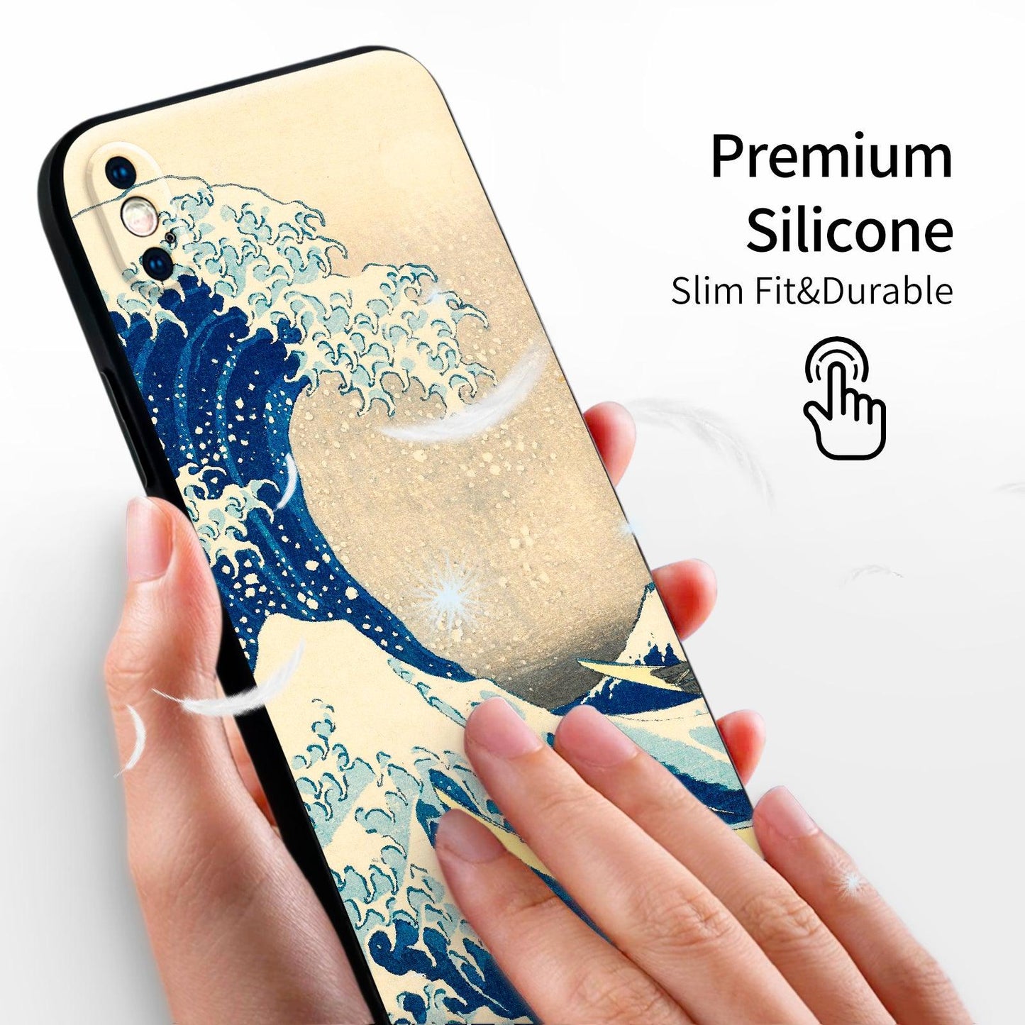 iPhone X/iPhone XS Case Silicone Cute(Under The Wave Off Kanagawa The Great Wave by Katsushika Hokusai) - Berkin Arts