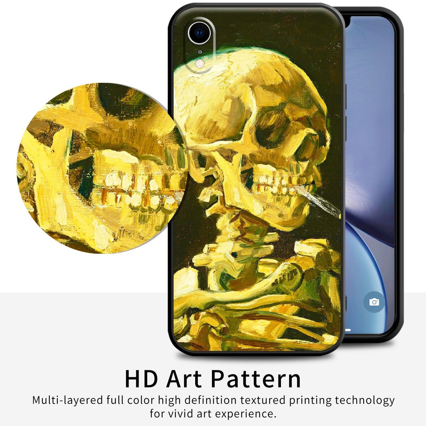 iPhone XR Silicone Case(Head of a Skeleton with a Burning Cigarette by Vincent Van Gogh) - Berkin Arts