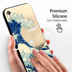 iPhone XR Silicone Case(Under The Wave Off Kanagawa The Great Wave by Katsushika Hokusai) - Berkin Arts