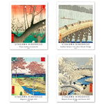 Japanese Ukiyo-e Art Paper Giclee Prints Set of 4 (Utagawa Hiroshige Series) - Berkin Arts