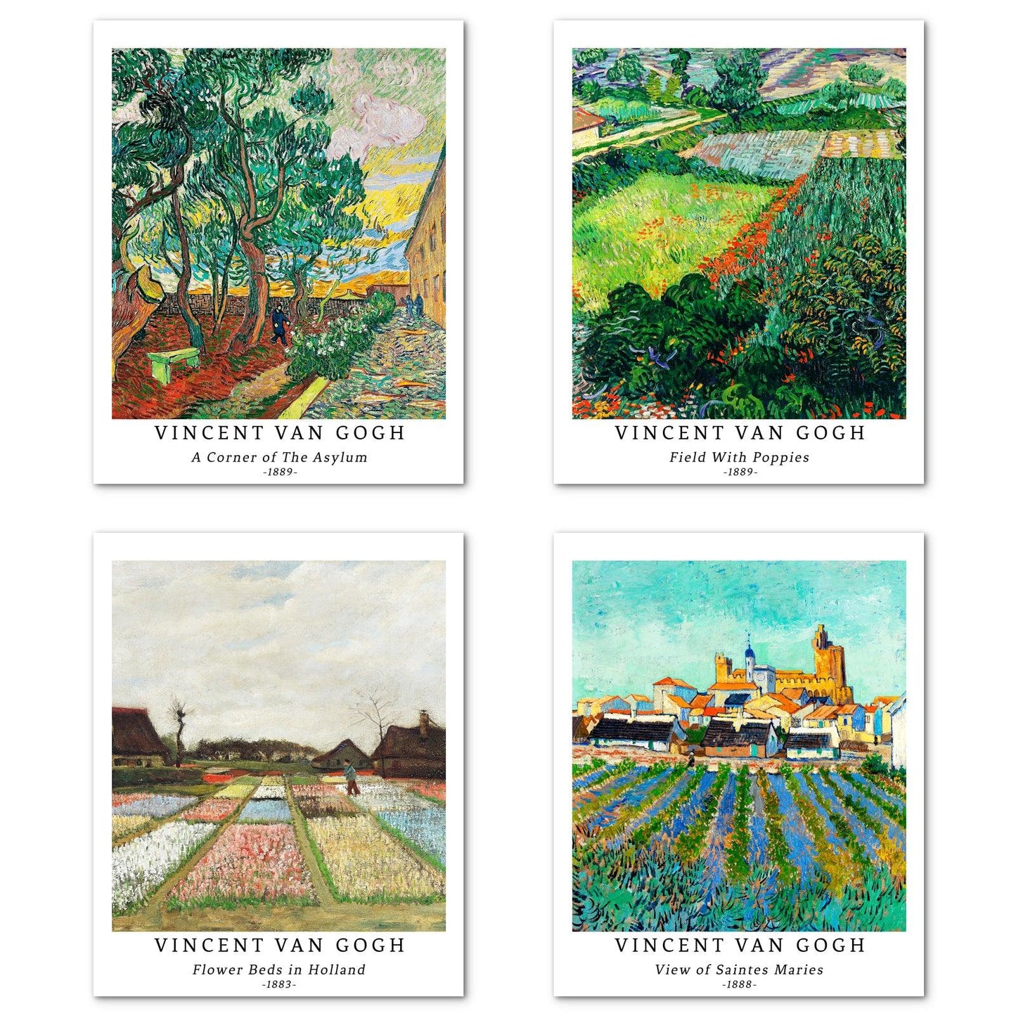 Landscape Art Paper Giclee Prints Set of 4 (Vincent Van Gogh Series) - Berkin Arts