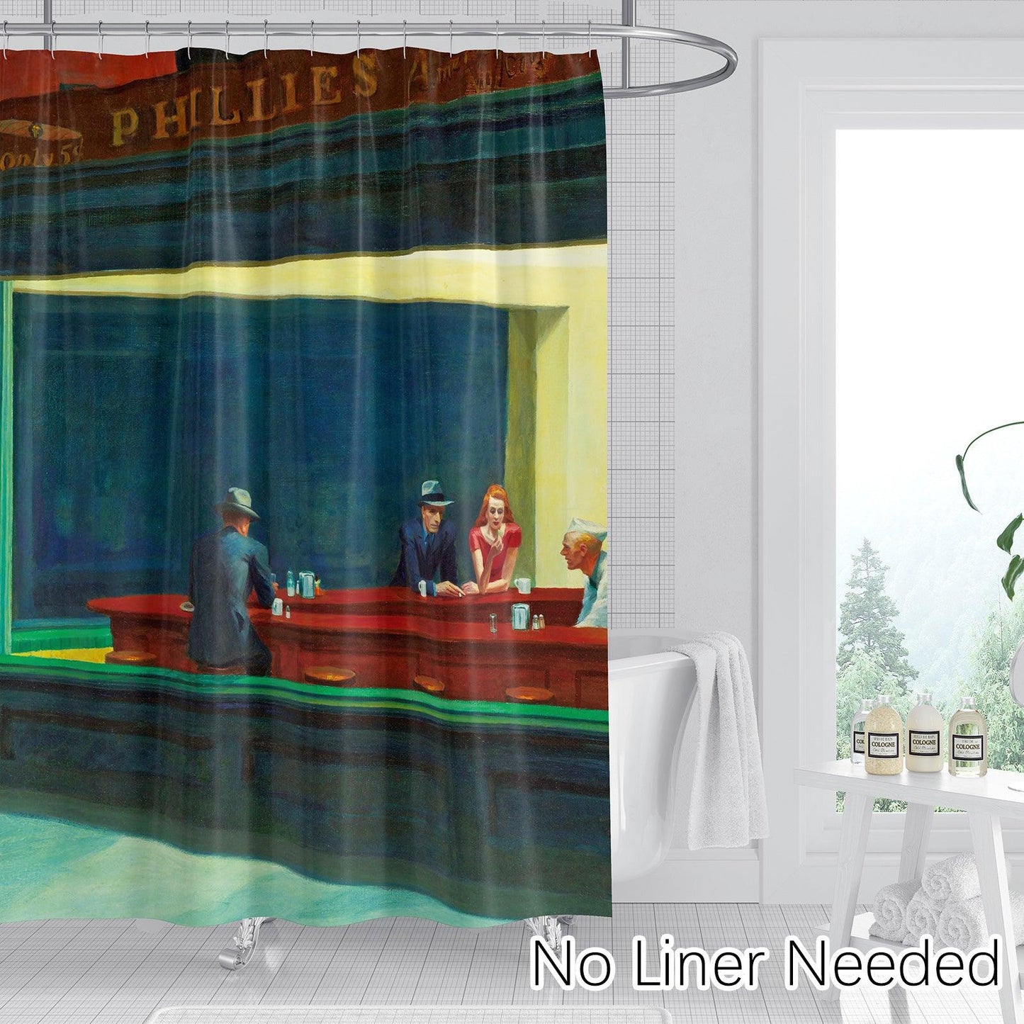 Landscape Art Shower Curtain Set (Nightawks by Edward Hopper) - Berkin Arts
