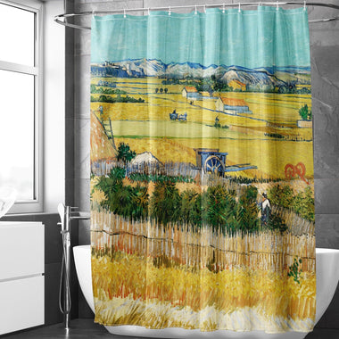 Landscape Art Shower Curtain Set (The Harvest by Vincent van Gogh) - Berkin Arts