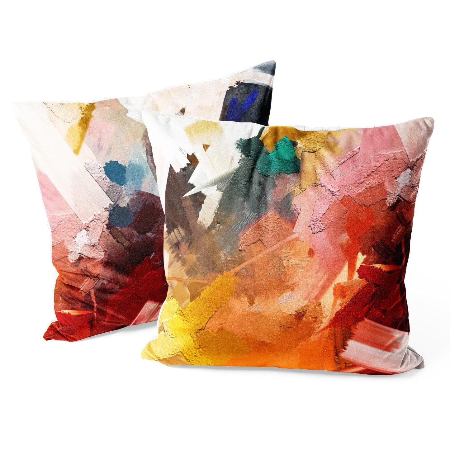 Marble Abstract Throw Pillow Covers Pack of 2 18x18 Inch (Colorful Hand Drawn Paint) - Berkin Arts