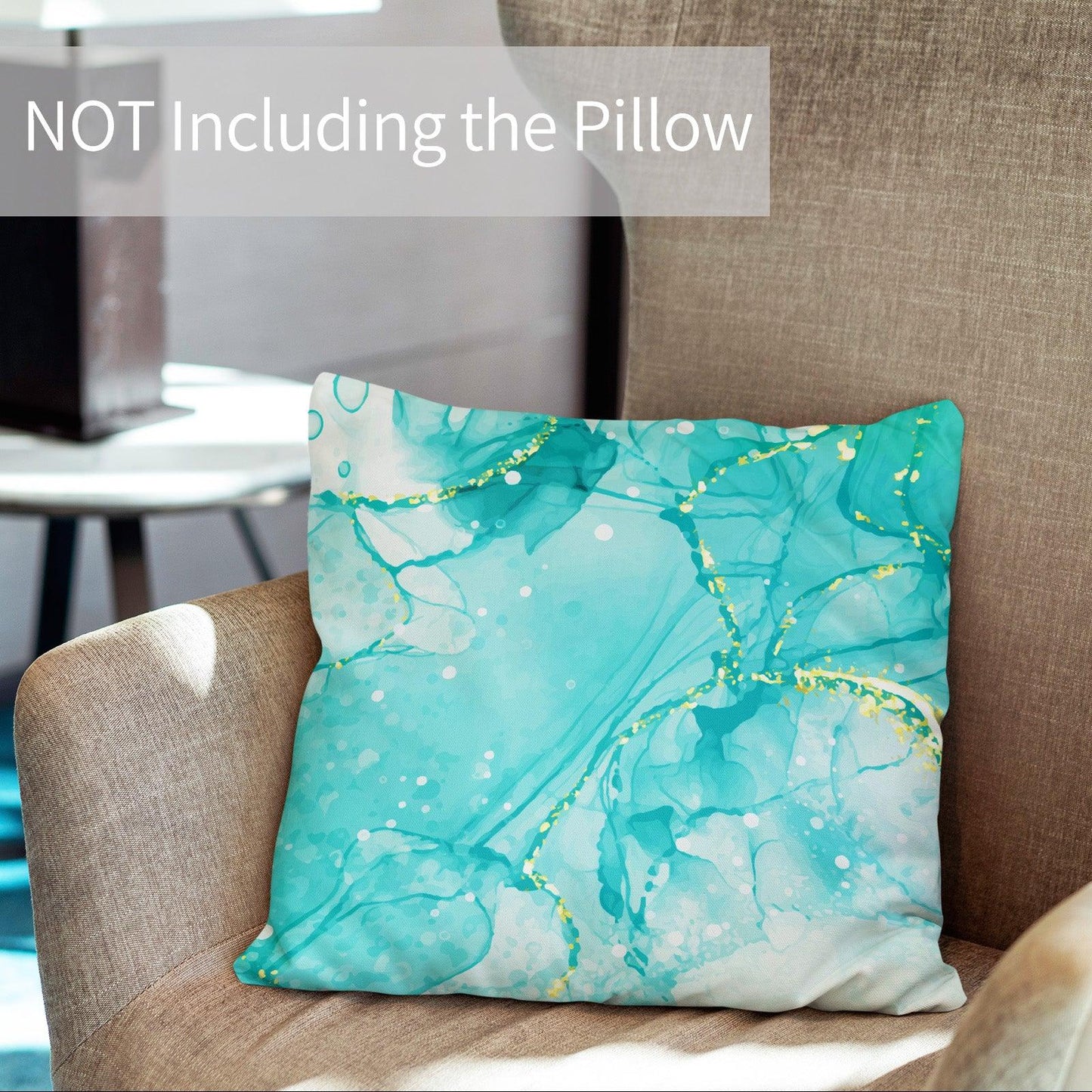 Marble Abstract Throw Pillow Covers Pack of 2 18x18 Inch (Cyan Mint) - Berkin Arts