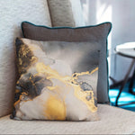 Marble Abstract Throw Pillow Covers Pack of 2 18x18 Inch (Glowing Golden Veins) - Berkin Arts