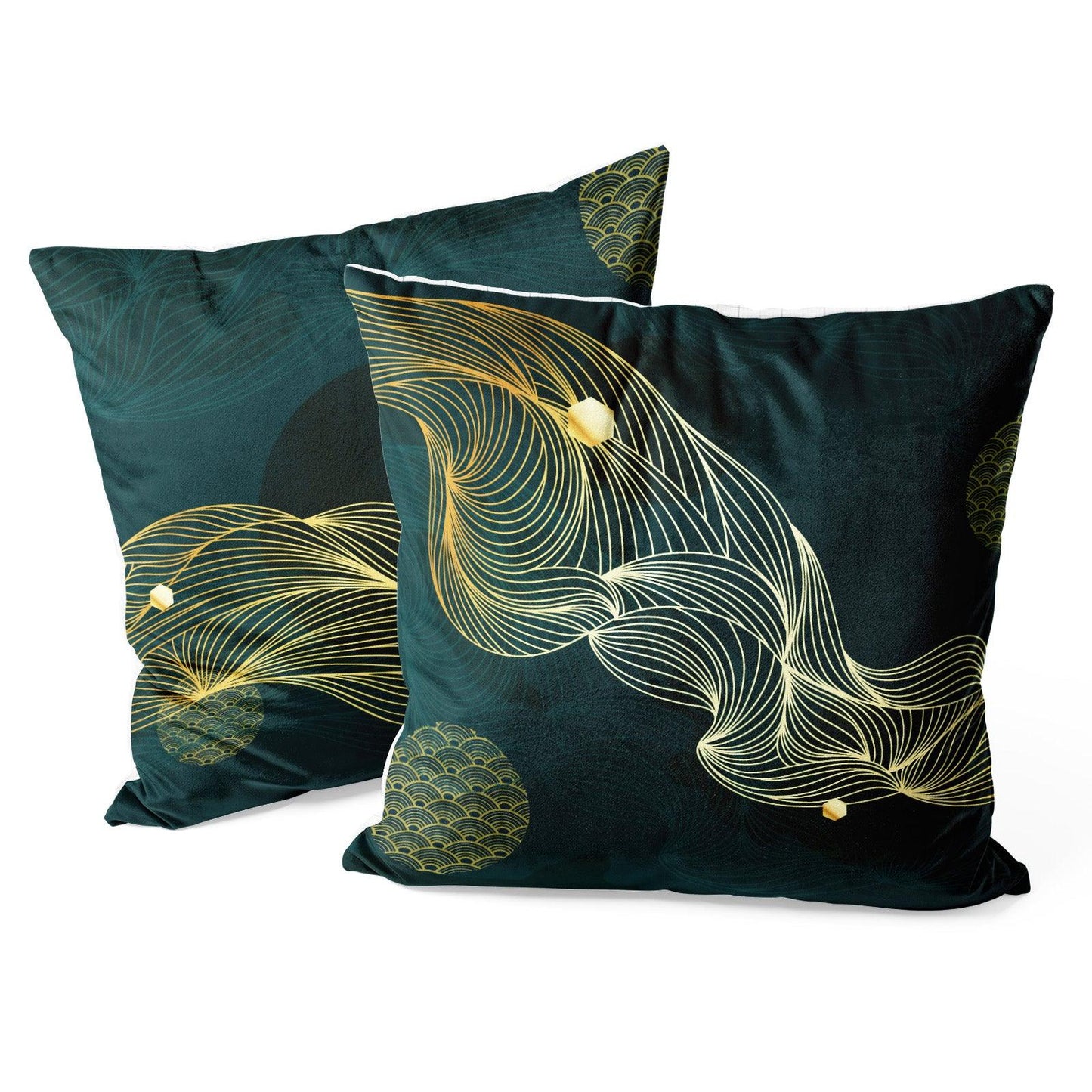 Marble Abstract Throw Pillow Covers Pack of 2 18x18 Inch (Gold Abstract Line) - Berkin Arts