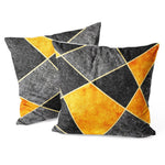 Marble Abstract Throw Pillow Covers Pack of 2 18x18 Inch (Golden and Black Stitching ) - Berkin Arts