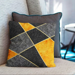Marble Abstract Throw Pillow Covers Pack of 2 18x18 Inch (Golden and Black Stitching ) - Berkin Arts