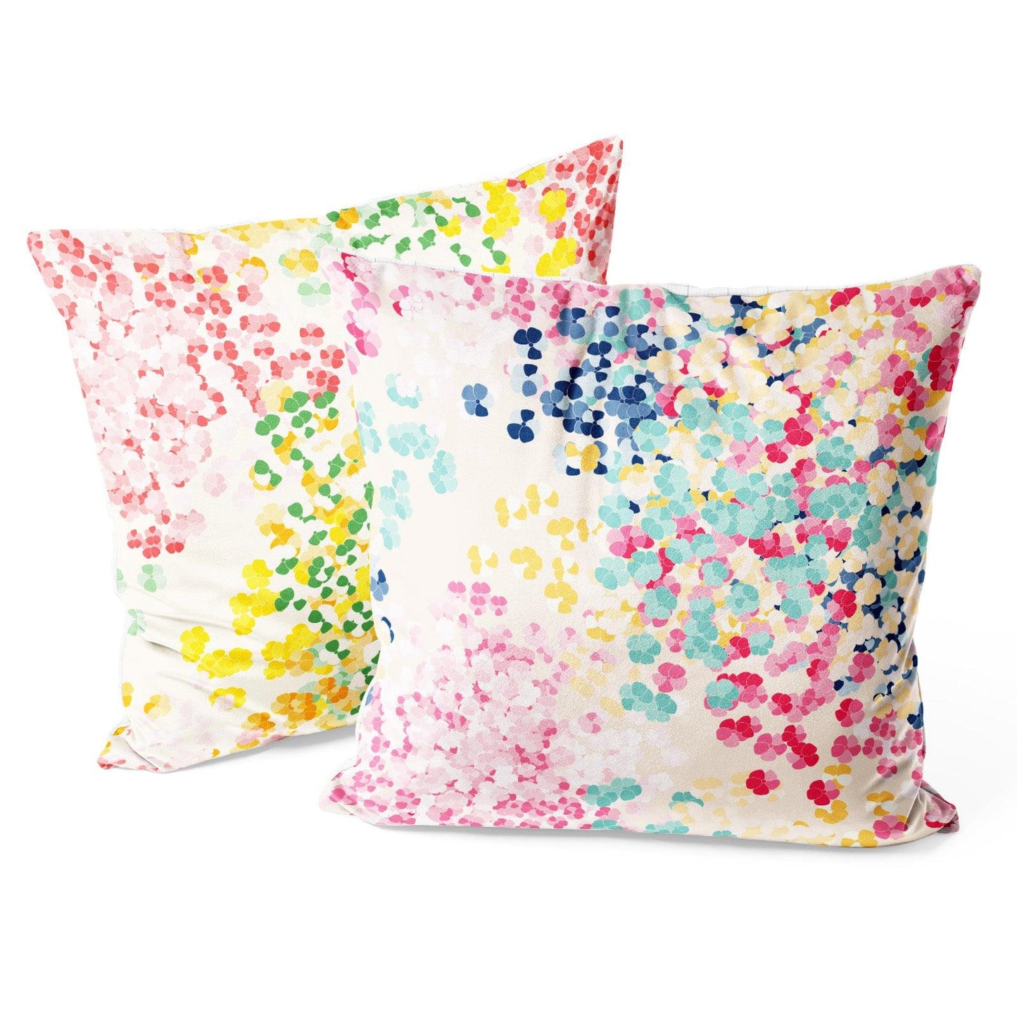 Modern Flower Throw Pillow Covers Pack of 2 18x18 Inch (Colorful Tiny Flowers) - Berkin Arts