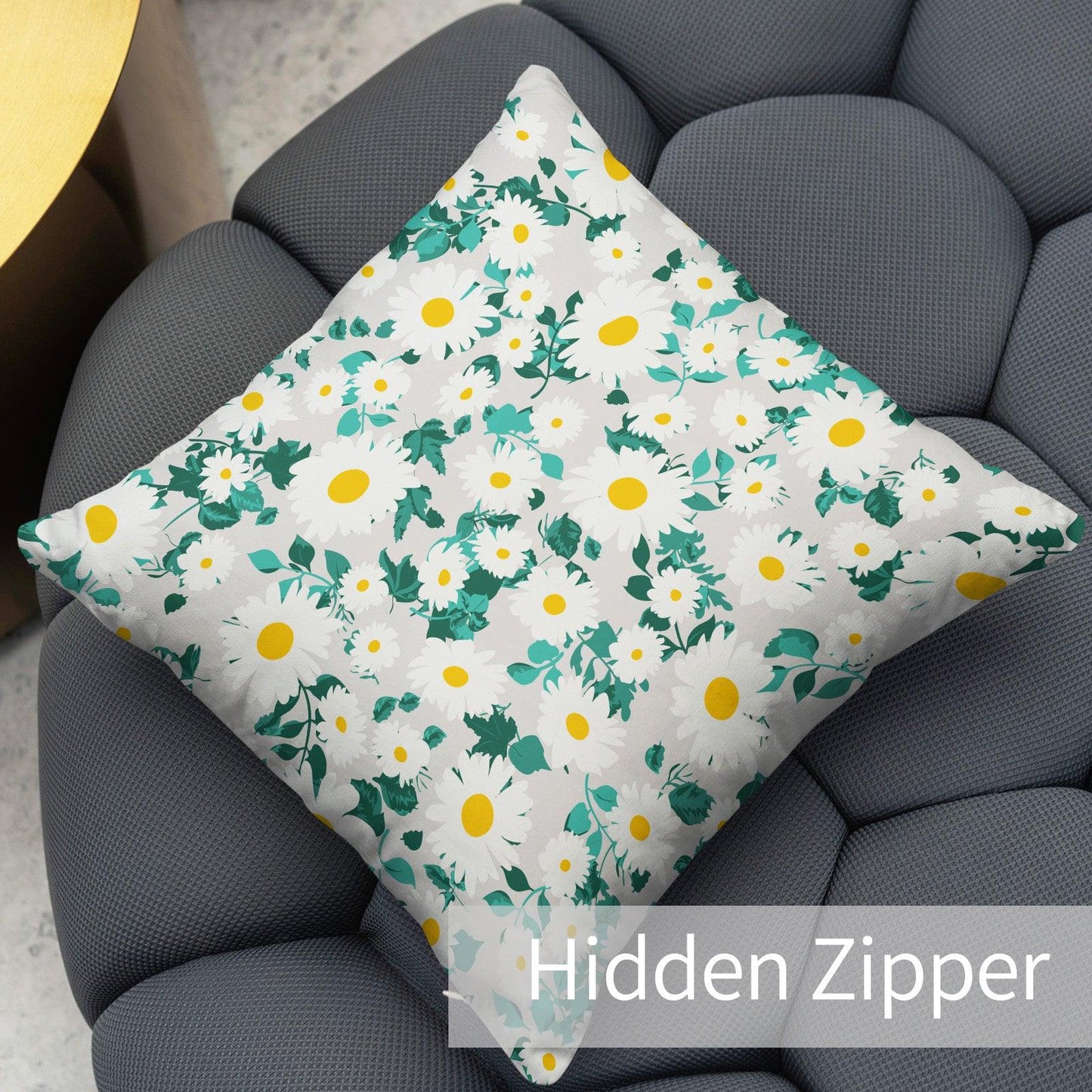 Modern Flower Throw Pillow Covers Pack of 2 18x18 Inch (Cute Daisy) - Berkin Arts