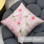 Modern Flower Throw Pillow Covers Pack of 2 18x18 Inch (Cute Pink Roses) - Berkin Arts