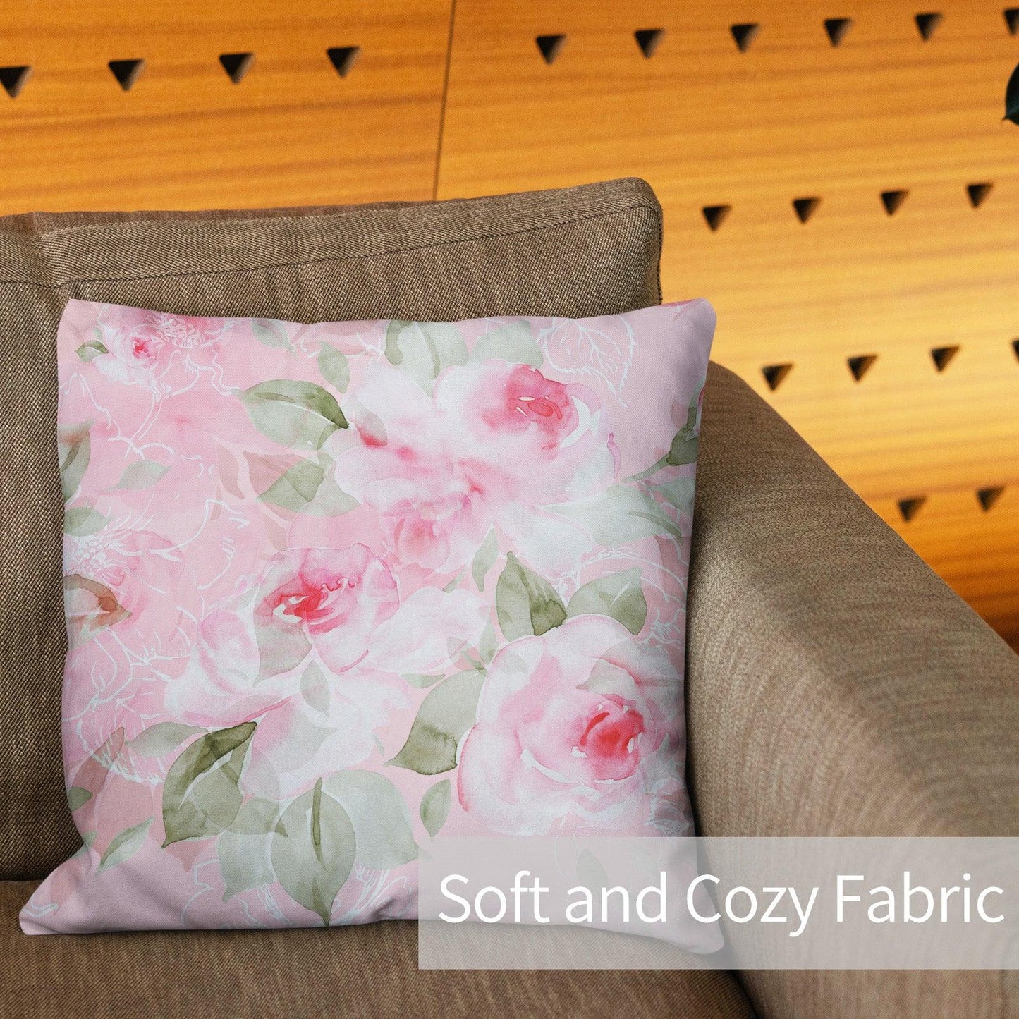 Modern Flower Throw Pillow Covers Pack of 2 18x18 Inch (Cute Pink Roses) - Berkin Arts