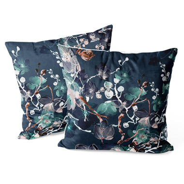 Modern Flower Throw Pillow Covers Pack of 2 18x18 Inch (Flowering Branches) - Berkin Arts