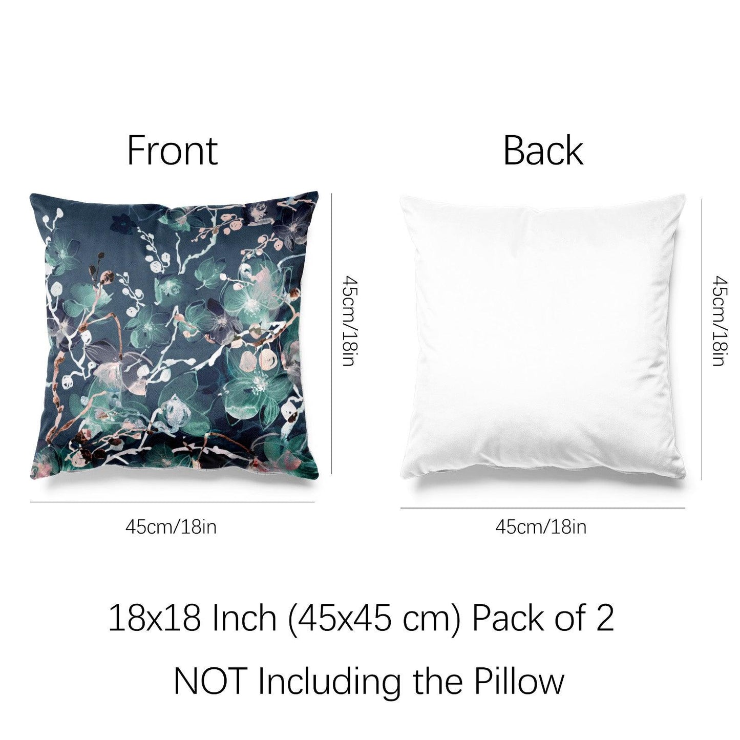 Modern Flower Throw Pillow Covers Pack of 2 18x18 Inch (Flowering Branches) - Berkin Arts