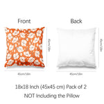 Modern Flower Throw Pillow Covers Pack of 2 18x18 Inch (Orange Flower) - Berkin Arts