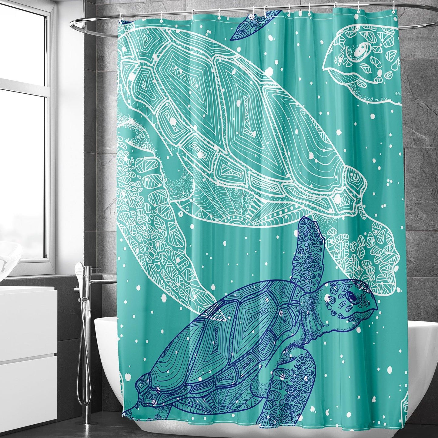 Seascape Ocean Shower Curtain Set (Sea Turtles) - Berkin Arts